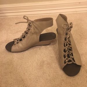 Gray Wedge Gladiator Sandal Size 6